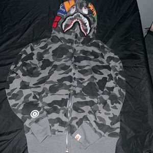 Gray Men's Bape Zip Up Sweater